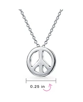 Bling Jewelry Set of 2 Minimalist World Peace Sign Pendant Necklace Gold Plated Silver