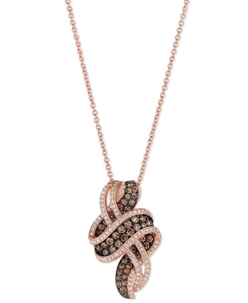 Le Vian Chocolate Diamond & Vanilla Diamond 18" Pendant Necklace (1 ct. t.w.) in 14k Rose Gold