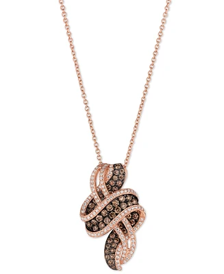 Le Vian Chocolate Diamond & Vanilla Diamond 18" Pendant Necklace (1 ct. t.w.) in 14k Rose Gold
