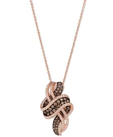 Le Vian Chocolate Diamond & Vanilla Diamond 18" Pendant Necklace (1 ct. t.w.) in 14k Rose Gold