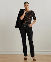 Lauren Ralph Women's Belting-Print Cotton-Blend Boatneck Tee