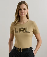Lauren Ralph Women's Beaded-Logo Cotton Jersey Tee