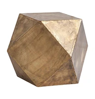 Rustic Charm Hexagonal End Table with Square Top and Distressed Wood Finish