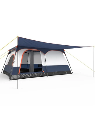 6-8 Person Camping Tent with Double Rooms and 2 Doors