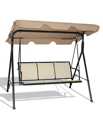 3 Person Steel Frame Patio Swing with Polyester Angle and Adjustable Canopy