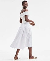 On 34th Womens Off The Shoulder Smocked Top Drop Waist Midi Skirt Exclusively At Macys