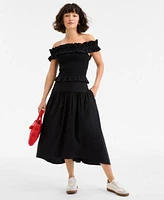 On 34th Womens Off The Shoulder Smocked Top Drop Waist Midi Skirt Exclusively At Macys