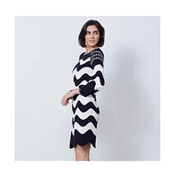 Etcetera Women's Wavy Sweater Dress Whitecap