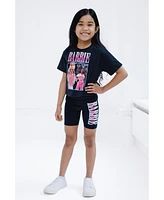 Barbie Girls Cropped Boxy T-Shirt and Bike Shorts Outfit Set