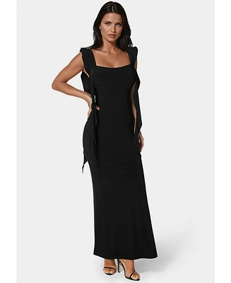 Bebe Women's Jersey Cascade Ruffle Dress