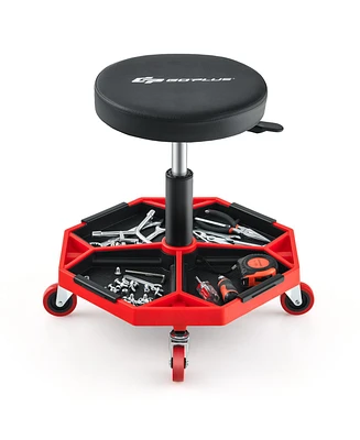 330 Lbs Capacity Pneumatic Rolling Mechanic Stool with Padded Seat
