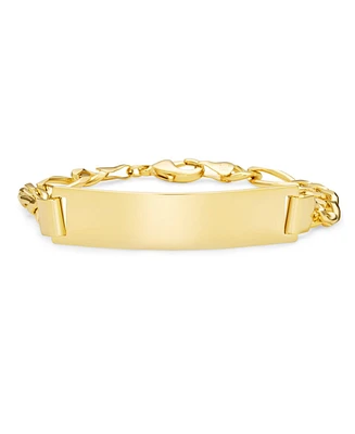Bling Jewelry 18K Gold Plated Figaro Chain Id Bracelet with Solid Name Bar