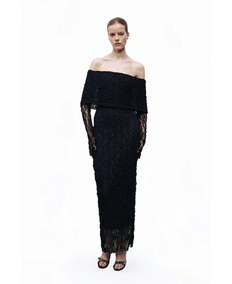 Nocturne Women's Off-The Shoulder Lace Maxi Dress