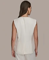 Donna Karan New York Women's Linen-Blend Collarless Vest