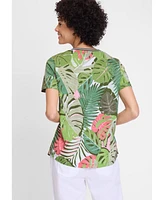 Olsen Women's Abstract Palm Print T-Shirt
