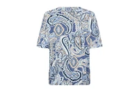 Olsen Women's Paisley Split V-Neck T-Shirt
