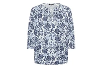 Olsen Women's Prairie Floral Keyhole Neck T-Shirt