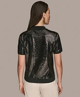 Donna Karan New York Women's Short-Sleeve Sequined Knit Polo