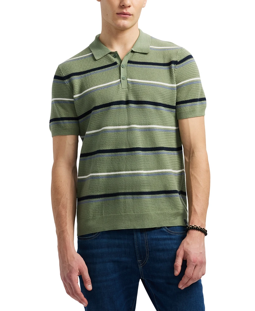 Men's Winder Short Sleeve Striped Polo Sweater