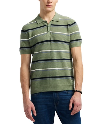 Men's Winder Short Sleeve Striped Polo Sweater