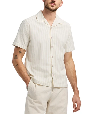 Men's Salaman Short Sleeve Striped Button-Front Camp Shirt