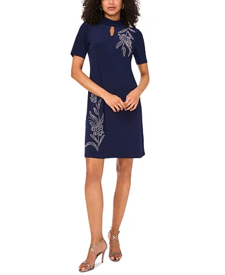 Msk Petite Embellished Short-Sleeve Sheath Dress