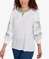 Ruby Rd. Plus Solid Embroidered Textured Knit Top