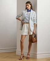 Lauren Ralph Women's Striped Linen-Blend Blazer