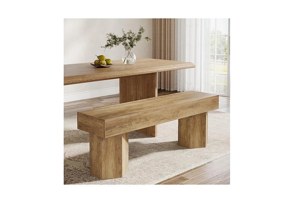 Tribesigns Wooden Dining Bench, 41" Farmhouse Entryway Bench for Indoor Space, Long End of Bed Seat for Dining Room, Bedroom, Entry, Mudroom
