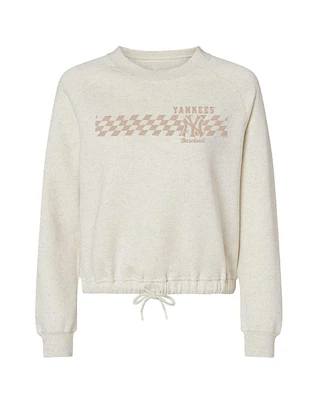 Soft as a Grape Women's Natural New York Yankees Tonal Checkered Sweatshirt