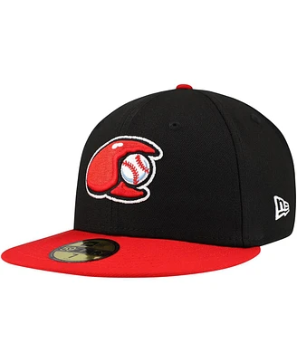 New Era Men's Black Hickory Crawdads Authentic Collection 59FIFTY Fitted Hat