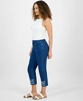 Style & Co Petite Embroidered-Hem Cropped Jeans, Exclusively at Macy's