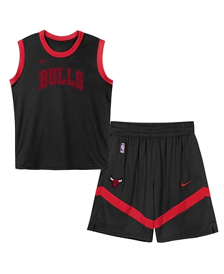 Nike Preschool 2-Piece Black Chicago Bulls Mesh Tank Top and Shorts Set