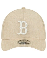 New Era Men's Beige Boston Red Sox Cotton Weave M-Crown A-Frame 9FORTY Adjustable Hat