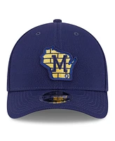 New Era Men's Navy Milwaukee Brewers 2025 Mlb Clubhouse 9FORTY Adjustable Hat