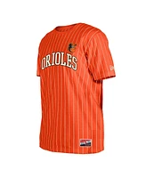 New Era Men's Orange Baltimore Orioles Throwback Pinstripe T-Shirt
