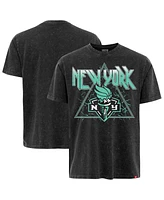 Sportiqe Men's and Women's Black New York Liberty Rock Roll Collection Angus Mineral Wash Premium T-Shirt