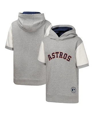 Outerstuff Big Boys and Girls Heather Gray Houston Astros Line Up Short Sleeve Pullover Hoodie