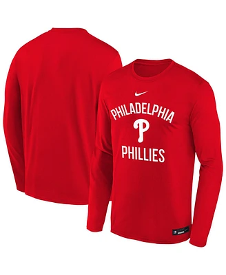 Nike Big Boys and Girls Red Philadelphia Phillies Authentic Collection Legend Performance Long Sleeve T-Shirt