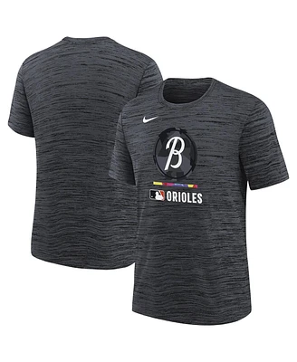 Nike Big Boys and Girls Black Baltimore Orioles Authentic Collection City Connect Velocity Performance T-Shirt
