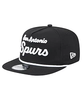 New Era Men's Black San Antonio Spurs Team Text Golfer Snapback Hat