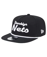 New Era Men's Black Brooklyn Nets Team Text Golfer Snapback Hat