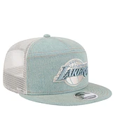 New Era Men's Los Angeles Lakers Adventure Denim Split Panel 9FIFTY Snapback Trucker Hat