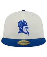 New Era Men's Cream Duke Blue Devils Chrome 59FIFTY Fitted Hat