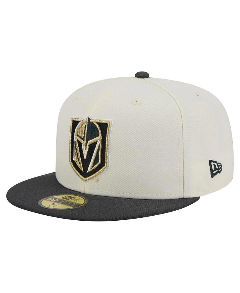 New Era Men's White Vegas Golden Knights Chrome Two-Toned 59FIFTY Fitted Hat