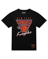 Mitchell & Ness Men's Black New York Knicks Worldwide Collection Tri-Logo T-Shirt