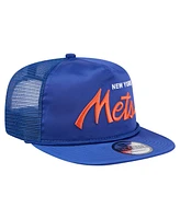 New Era Men's Royal New York Mets Retro Satin Script Golfer Adjustable Hat