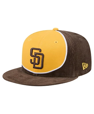 New Era Men's Brown/Gold San Diego Padres Retro Split Corduroy Snapback Hat