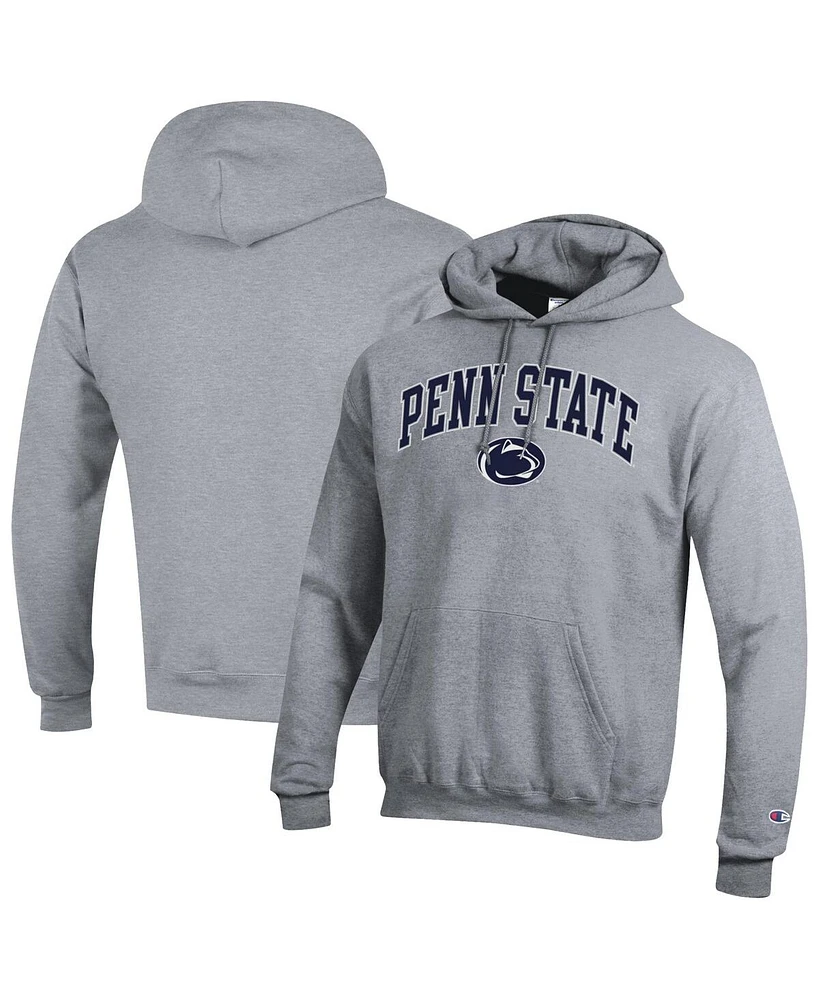 Champion Men's Heather Gray Penn State Nittany Lions Arched Logo Fleece Pullover Hoodie