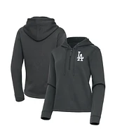 Antigua Women's Pewter Los Angeles Dodgers Contemporary Quarter-Zip Hoodie